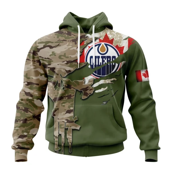 Hoodie NHL Edmonton Oilers Special Camo Skull Design St2303