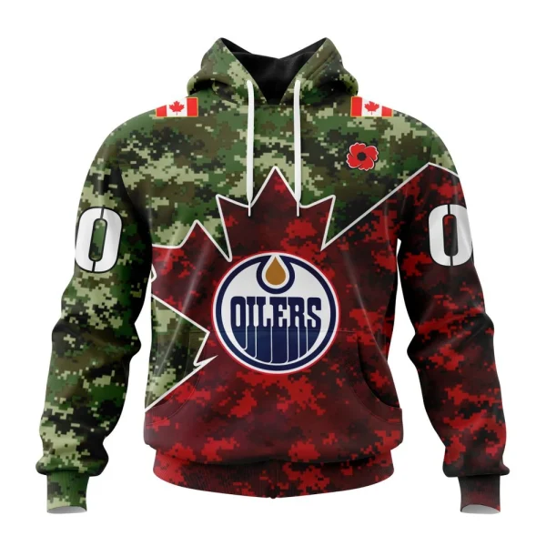 Hoodie NHL Edmonton Oilers Special Design For Remembrance Day St2201