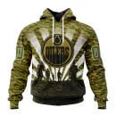 Hoodie NHL Edmonton Oilers Special Military Camo Kits For Veterans Day And Rememberance Day St2201