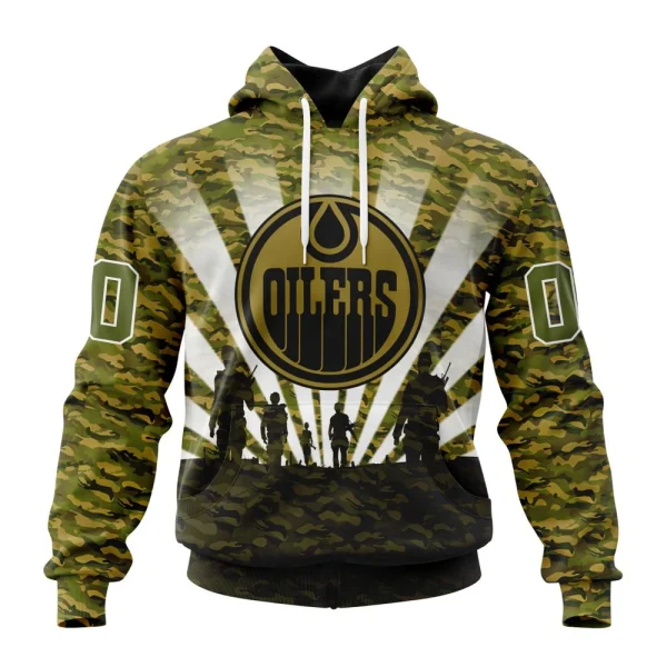 Hoodie NHL Edmonton Oilers Special Military Camo Kits For Veterans Day And Rememberance Day St2201