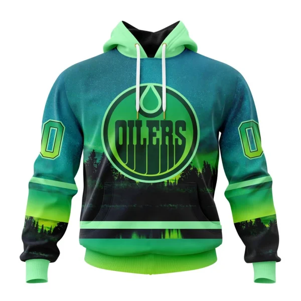 Hoodie NHL Edmonton Oilers Special Northern Lights Design St2302
