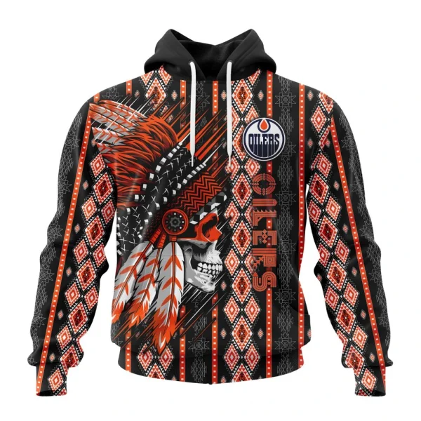 Hoodie NHL Edmonton Oilers Special Skull Native Design St2301