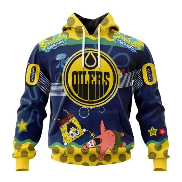 Hoodie NHL Edmonton Oilers Specialized Jersey With Spongebob