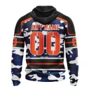 Hoodie NHL Edmonton Oilers, Specialized Design Wih Camo Team Color And Military Force Logo