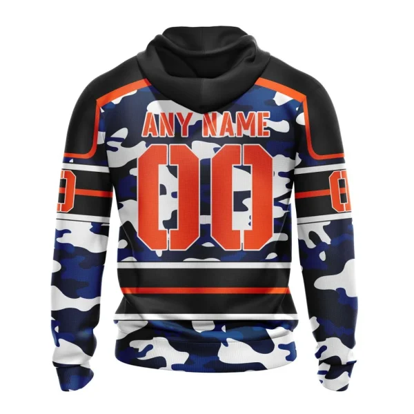 Hoodie NHL Edmonton Oilers, Specialized Design Wih Camo Team Color And Military Force Logo - Image 2