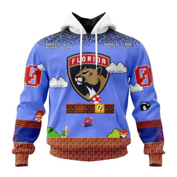 Hoodie NHL Florida Panthers Special Kits With Super Mario Game Design