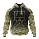Hoodie NHL Los Angeles Kings Special Camo Design For Veterans Day St2302