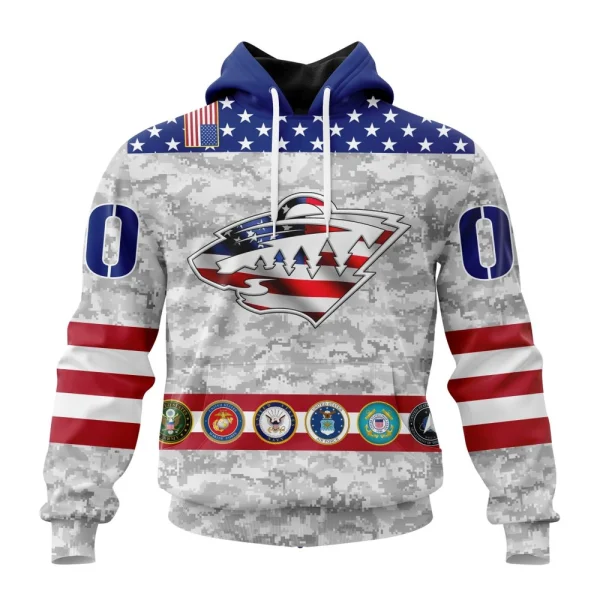 Hoodie NHL Minnesota Wild Armed Forces Appreciation St2201