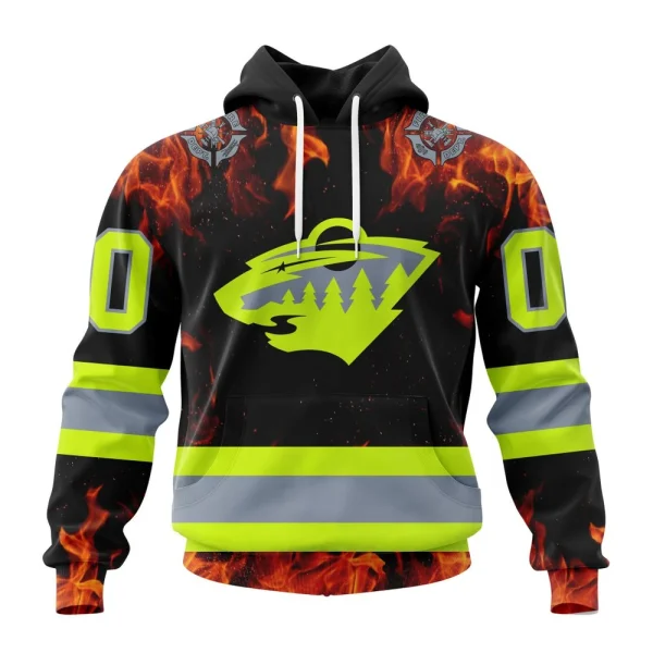 Hoodie NHL Minnesota Wild Special Design Honoring Firefighters St2401