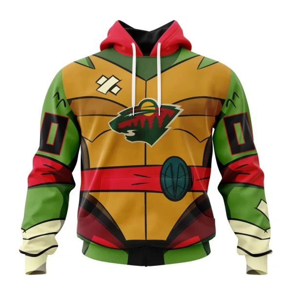 Hoodie NHL Minnesota Wild Special Teenage Mutant Ninja Turtles Design St2301
