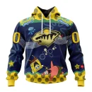 Hoodie NHL Minnesota Wild, Specialized Jersey With Spongebob