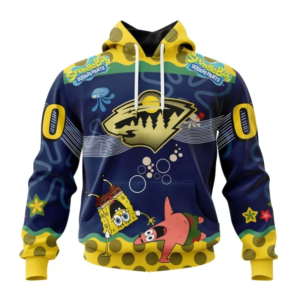 Hoodie NHL Minnesota Wild, Specialized Jersey With Spongebob