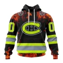 Hoodie NHL Montreal Canadiens Special Design Honoring Firefighters St2401