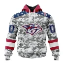Hoodie NHL Nashville Predators Special Camo Design For Veterans Day St2301