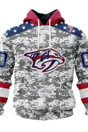 Hoodie NHL Nashville Predators Special Camo Design For Veterans Day St2301