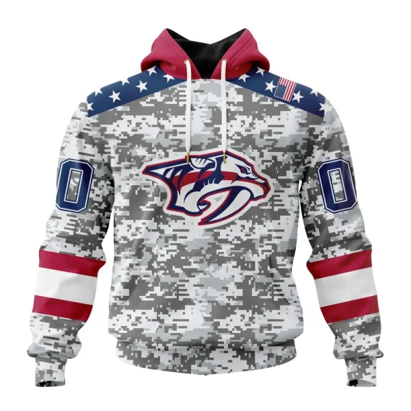 Hoodie NHL Nashville Predators Special Camo Design For Veterans Day St2301