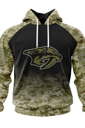 Hoodie NHL Nashville Predators Special Camo Design For Veterans Day St2302