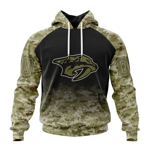 Hoodie NHL Nashville Predators Special Camo Design For Veterans Day St2302