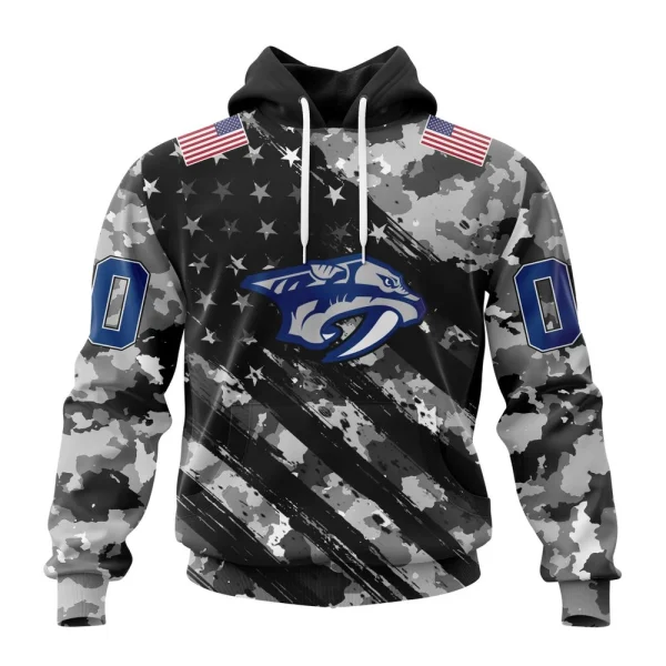 Hoodie NHL Nashville Predators Special Camo Military Design St2301