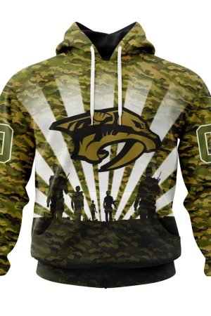Hoodie NHL Nashville Predators Special Military Camo Kits For Veterans Day And Rememberance Day St2201