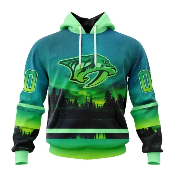 Hoodie NHL Nashville Predators Special Northern Lights Design St2302