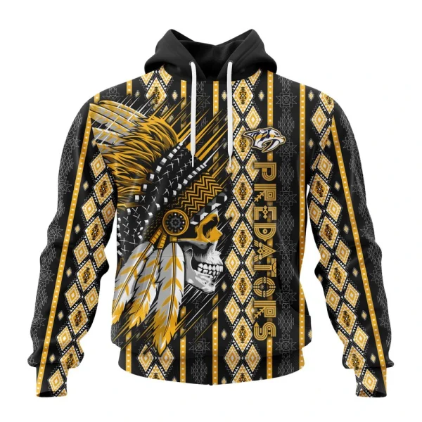 Hoodie NHL Nashville Predators Special Skull Native Design St2301