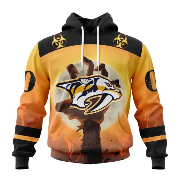 Hoodie NHL Nashville Predators Special Zombie Design For Halloween St2305