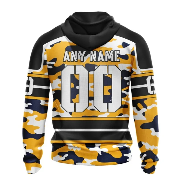 Hoodie NHL Nashville Predators, Specialized Design Wih Camo Team Color And Military Force Logo - Image 2