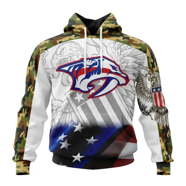 Hoodie NHL Nashville Predators, Specialized Design With Our America Flag And Our America Eagle