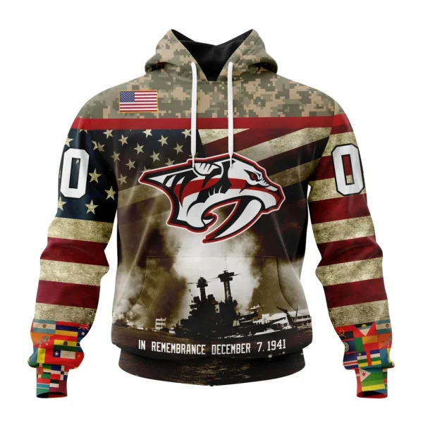 Hoodie NHL Nashville Predators, Specialized Unisex Kits Remember Pearl Harbor