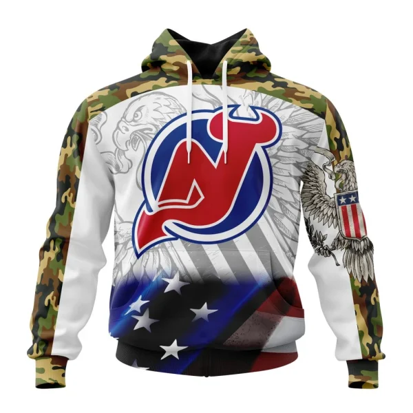 Hoodie NHL New Jersey Devils, Specialized Design With Our America Flag And Our America Eagle