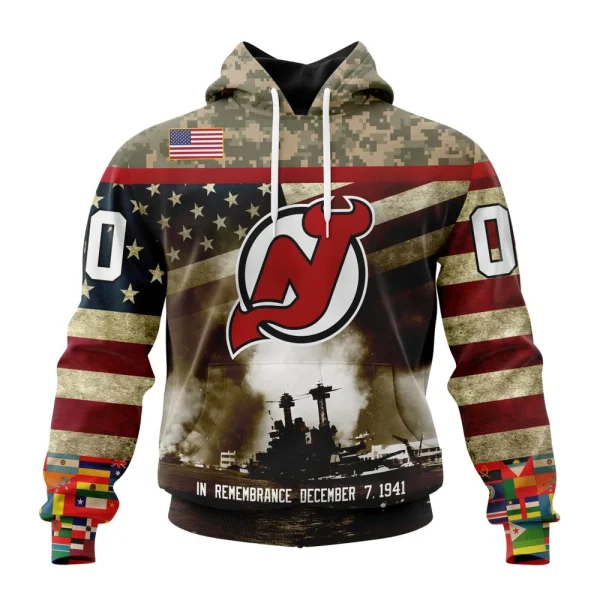 Hoodie NHL New Jersey Devils, Specialized Unisex Kits Remember Pearl Harbor