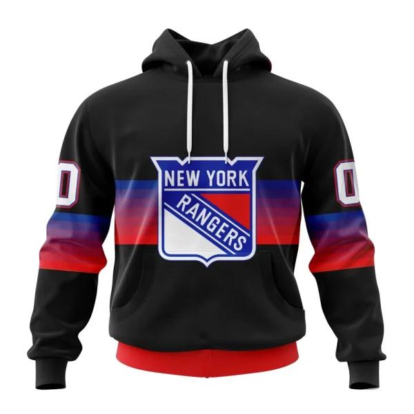 Hoodie NHL New York Rangers Special Black And Gradient Design St2301