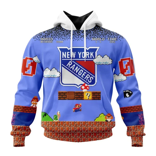 Hoodie NHL New York Rangers Special Kits With Super Mario Game Design