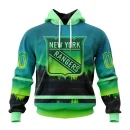 Hoodie NHL New York Rangers Special Northern Lights Design St2302