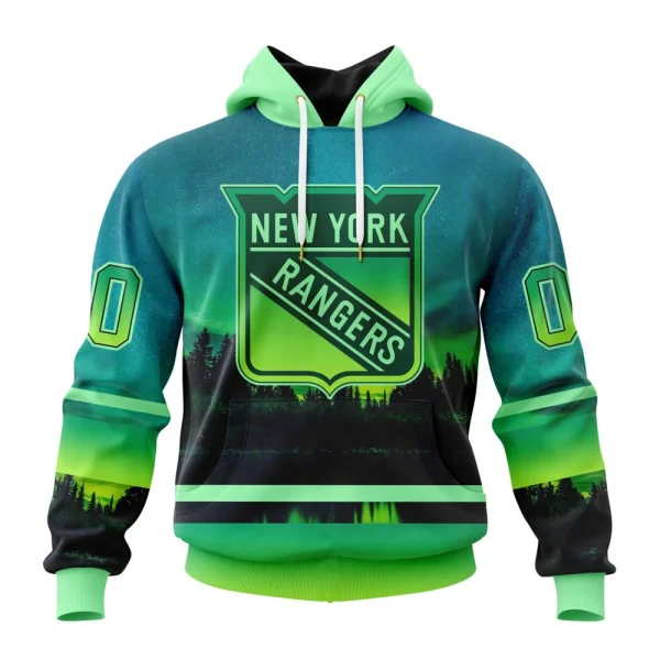 Hoodie NHL New York Rangers Special Northern Lights Design St2302