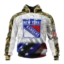 Hoodie NHL New York Rangers, Specialized Design With Our America Flag And Our America Eagle