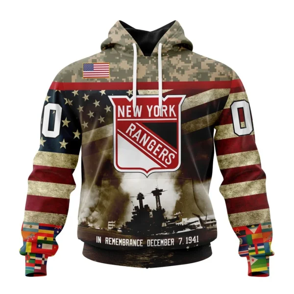 Hoodie NHL New York Rangers, Specialized Unisex Kits Remember Pearl Harbor
