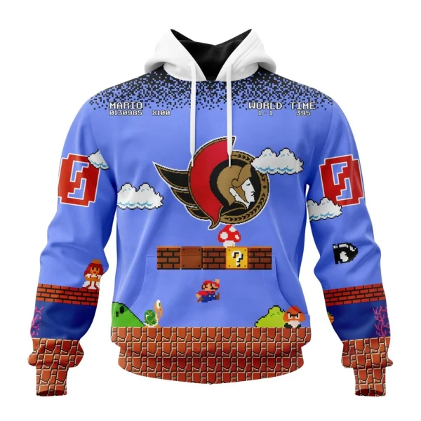Hoodie NHL Ottawa Senators Special Kits With Super Mario Game Design