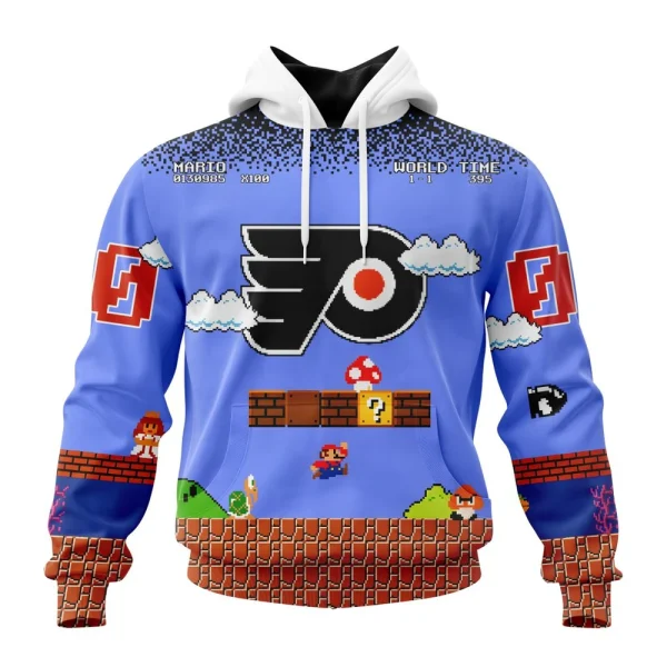 Hoodie NHL Philadelphia Flyers Special Kits With Super Mario Game Design