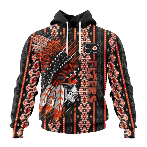 Hoodie NHL Philadelphia Flyers Special Skull Native Design St2301