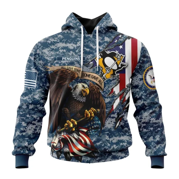 Hoodie NHL Pittsburgh Penguins Honor Us Navy Veterans St2202