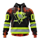 Hoodie NHL Pittsburgh Penguins Special Design Honoring Firefighters St2401