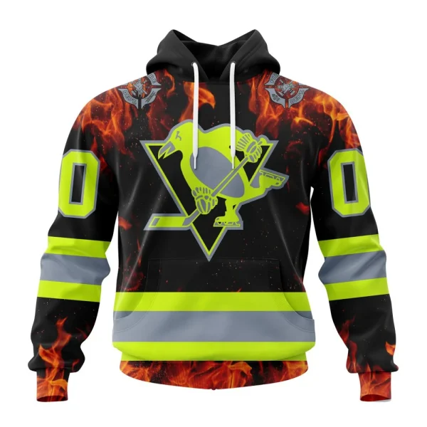 Hoodie NHL Pittsburgh Penguins Special Design Honoring Firefighters St2401