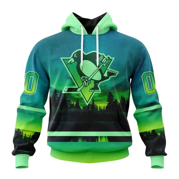 Hoodie NHL Pittsburgh Penguins Special Northern Lights Design St2302