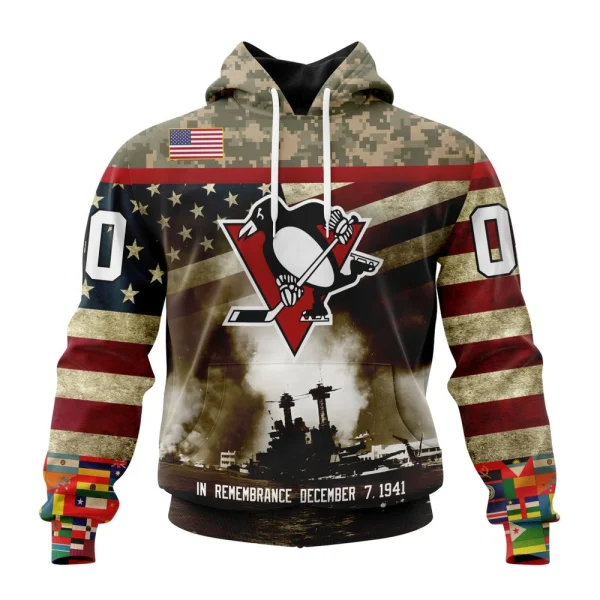 Hoodie NHL Pittsburgh Penguins, Specialized Unisex Kits Remember Pearl Harbor
