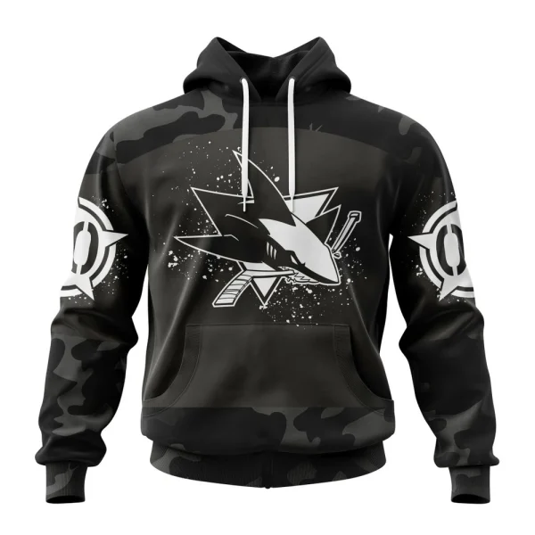 Hoodie NHL San Jose Sharks Special Black Camo Design For Veterans Day St2304