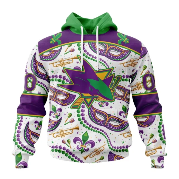 Hoodie NHL San Jose Sharks Special Mardi Gras Design St2401