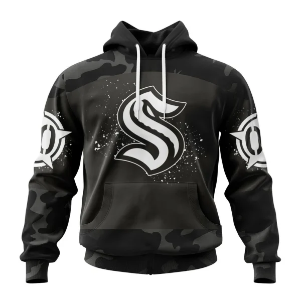 Hoodie NHL Seattle Kraken Special Black Camo Design For Veterans Day St2304
