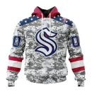 Hoodie NHL Seattle Kraken Special Camo Design For Veterans Day St2301